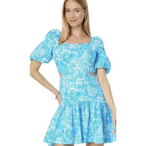 Lilly Pulitzer Kylanne Amalfi Blue Sunny State Of Mind Mini Dress size 8